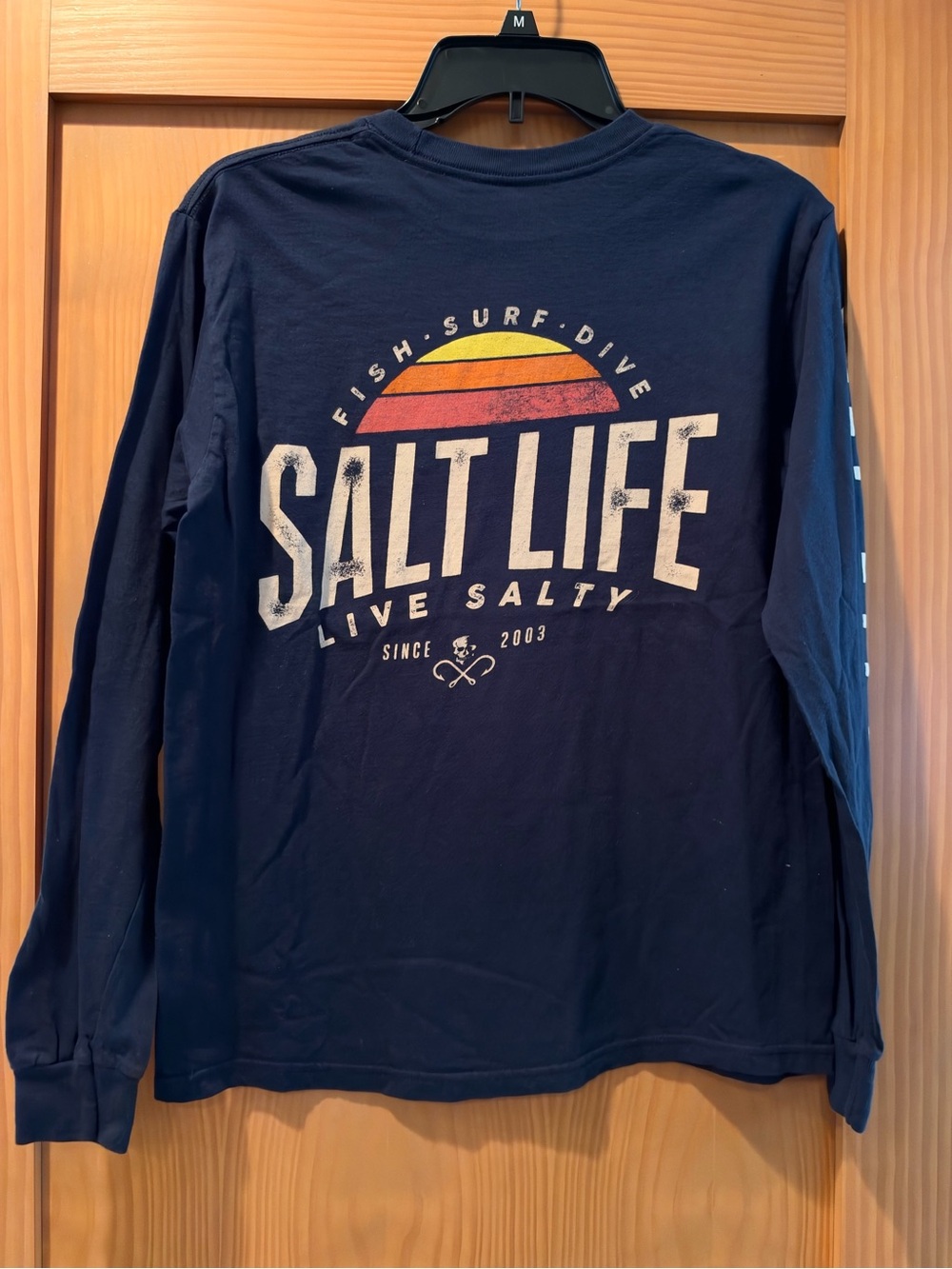 Salt Life Men's Fish Surf Dive Navy Long Sleeve Classic Fit Shirt NWT Size S